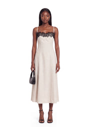 Lace Neckline Trim Midi Dress (Final Sale-US Only)