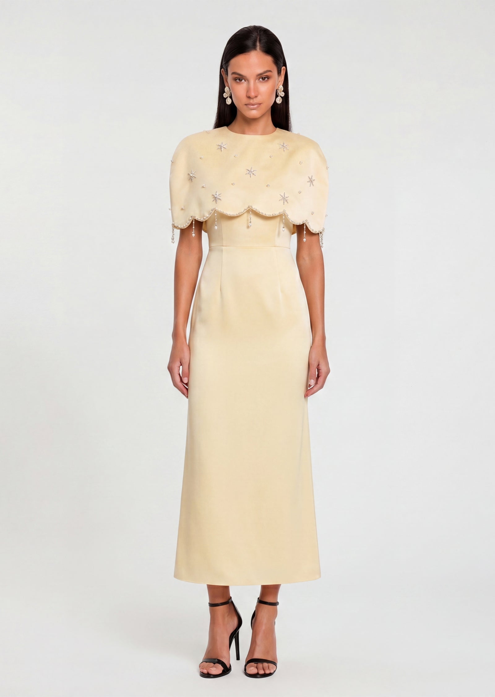 Midikleid in A-Linie mit Blumenmuster und Laternenärmeln